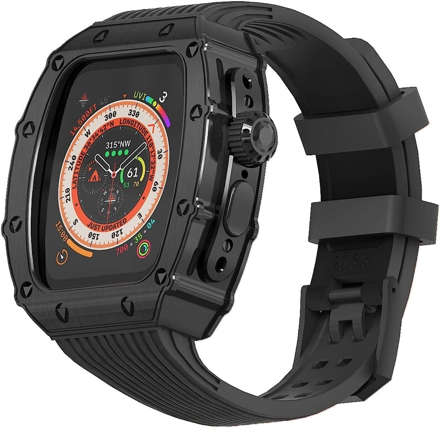 Wytrzymałe etui do zegarka ze stali nierdzewnej 316l, paski, silikonowy pasek, do Apple Watch 8 49 mm, styl RM, dla mężczyzn i kobiet, metalowe ramki, skręcona pętla, silikonowy pasek do