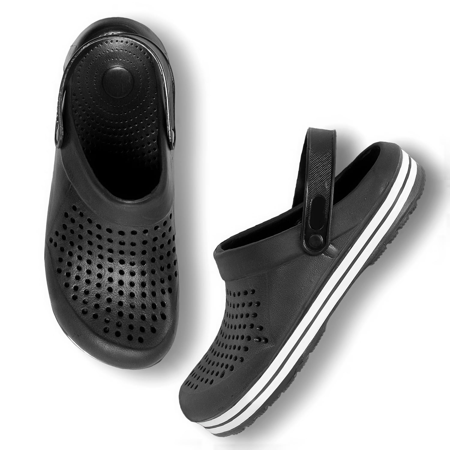 TOMSY CHOICE CROCKS 2IN1 Mens Classic Casual Clogs/Sandals with Adjustable Back Strap for Adult | Stylish & Anti-Skid | Waterproof & Everyday Use Mules for Gents/Boys, Size 9 (Black) (B0CKRH8351) Amazon Price History, Amazon Price Tracker