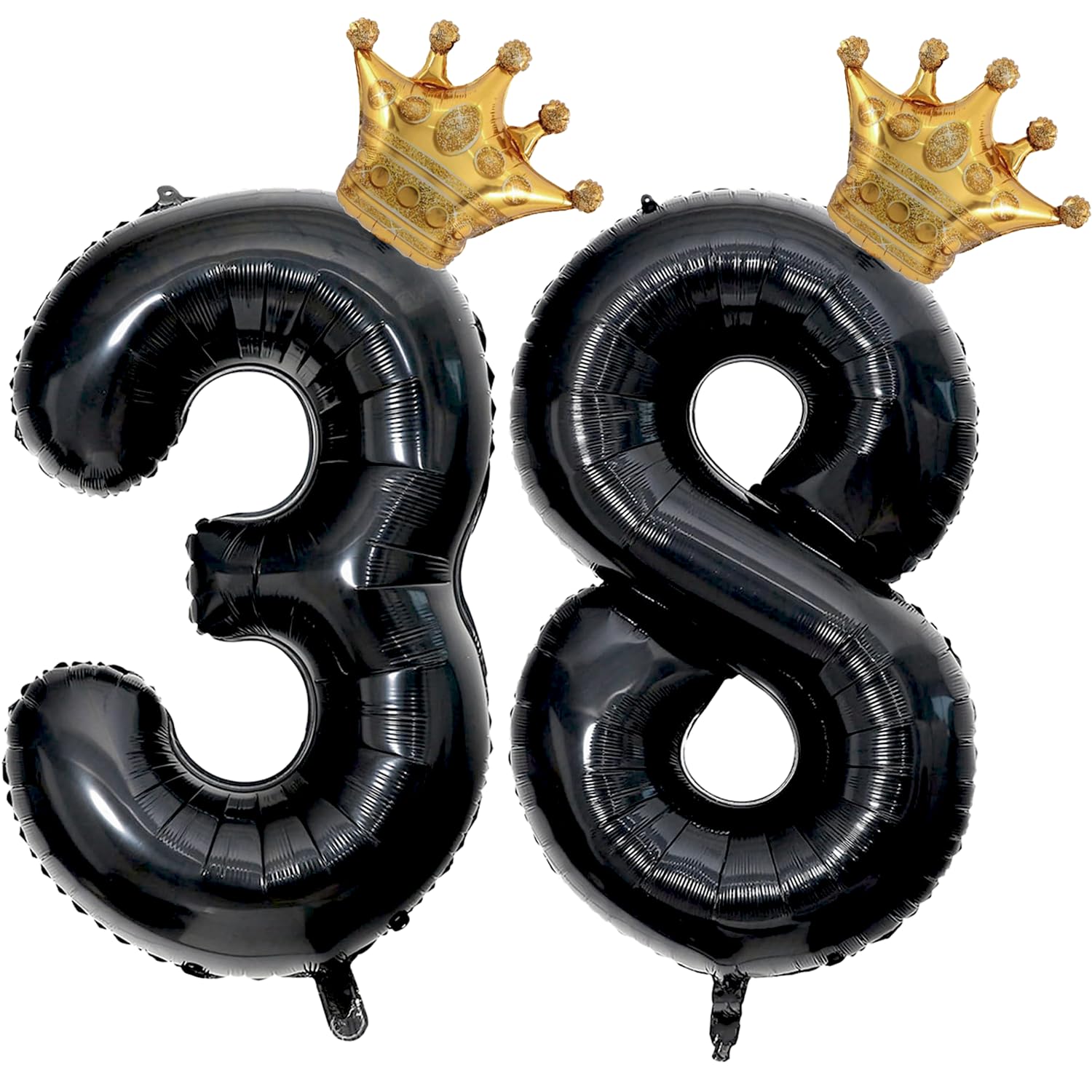 40 inch Large Black 38 Balloon Number with Gold Crown Balloons 38th Birthday Big Foil Mylar Helium Balloon for Boys Girls 38th Birthday Anniversary Decorations Supplies Favors(Number 38 Balloons）
