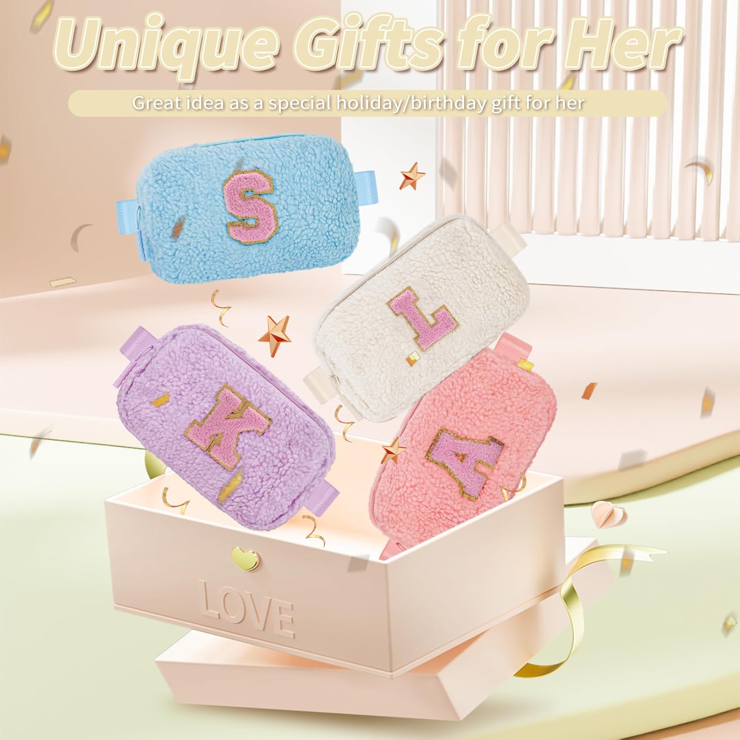 Birthday Graduation Gifts for 5 6 7 8 9 10 11 12 13 14 15 16 Year Old Girl,Initials Fanny Pack Crossbody Bag for Girls Kids,Trendy Cute Purse Stuff - M,Cream - Image 7