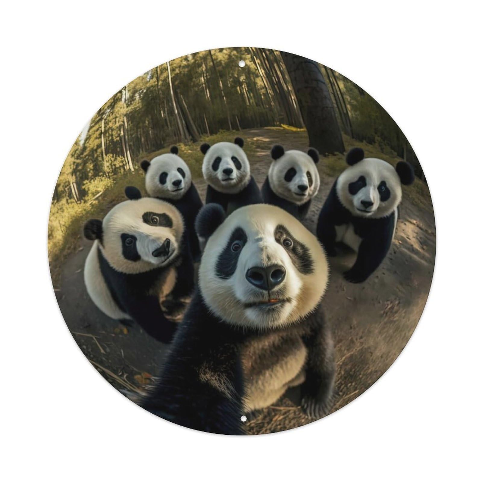Funny Animals Panda Family Selfie Metal Tin Sign