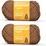 Beginner Yarn for Crocheting and Knitting, Rainbow, 2x1.76oz, 80m (87.5yds) Each, #4 Bulky, Cotton-Nylon Blend, Easy-to-See Stitches