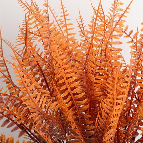 Miniatura 10 de SzJias Helechos artificiales para exteriores, helechos artificiales para helechos de interior, plantas artificiales, grandes (12 unidades)