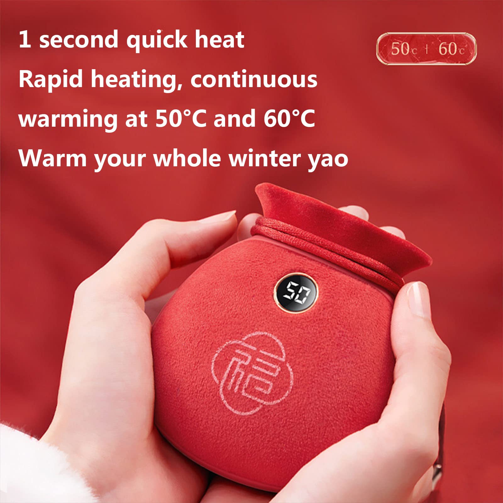 USB 6000 mAh Chauffe-Mains Rechargeable - pour l'intérieur et l'extérieur - pour Le Ski, l'escalade pour l'hiver,Rouge