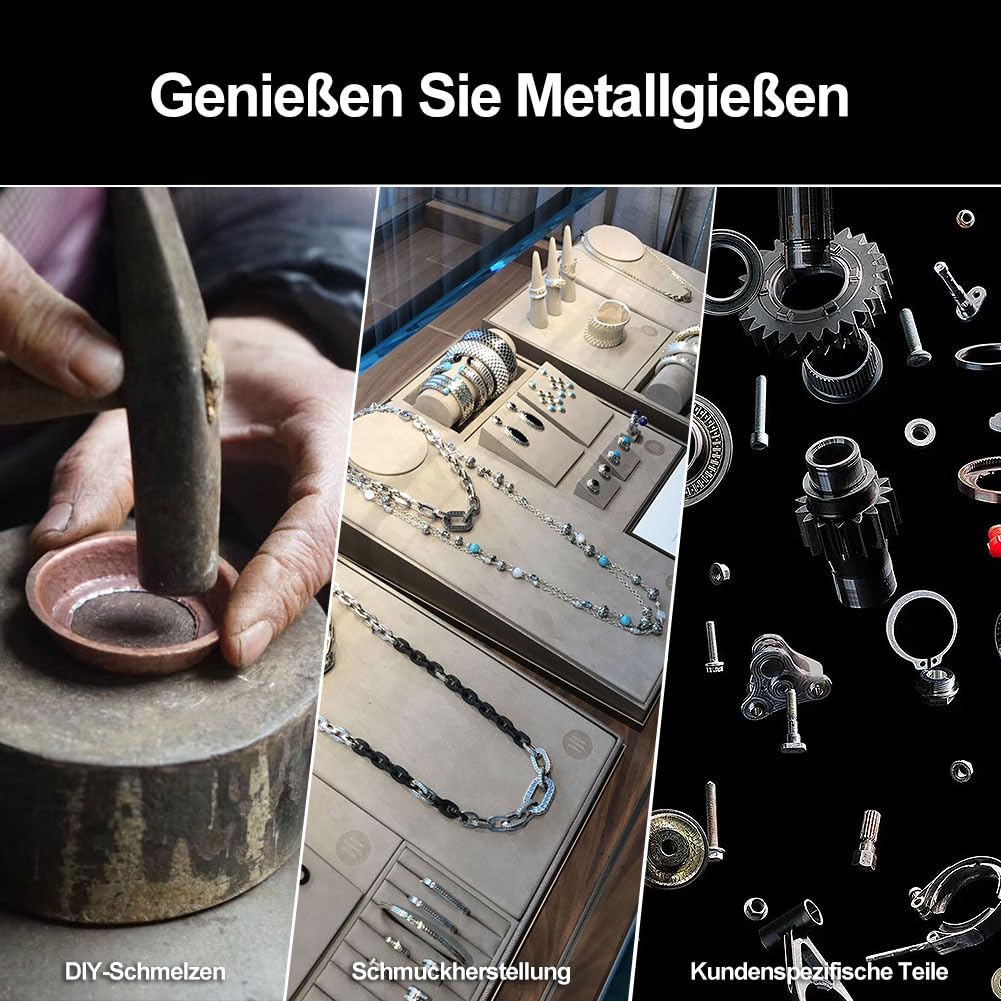 Goldschmelzofen, 1800W 1150°C Elektrischer Digitaler Schmelzofen mit Schutznetz und 3kg Graphit-Tiegel zum Schmelzen von Gold, Silber, Kupfer, Aluminium