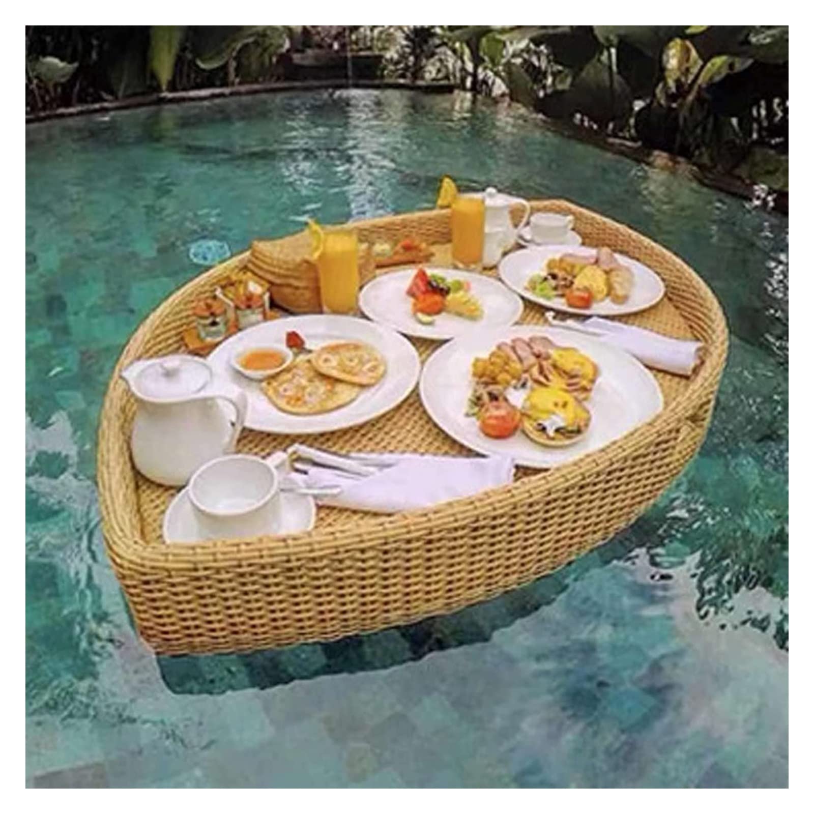 JEEVOO Bandeja Flotante para Servir Mesa con Bandeja para Piscina, Mesa y Barra Flotante para Servir, Bandeja Flotante Duradera para Desayuno, Fiestas en la Piscina para Servir Bebidas, b