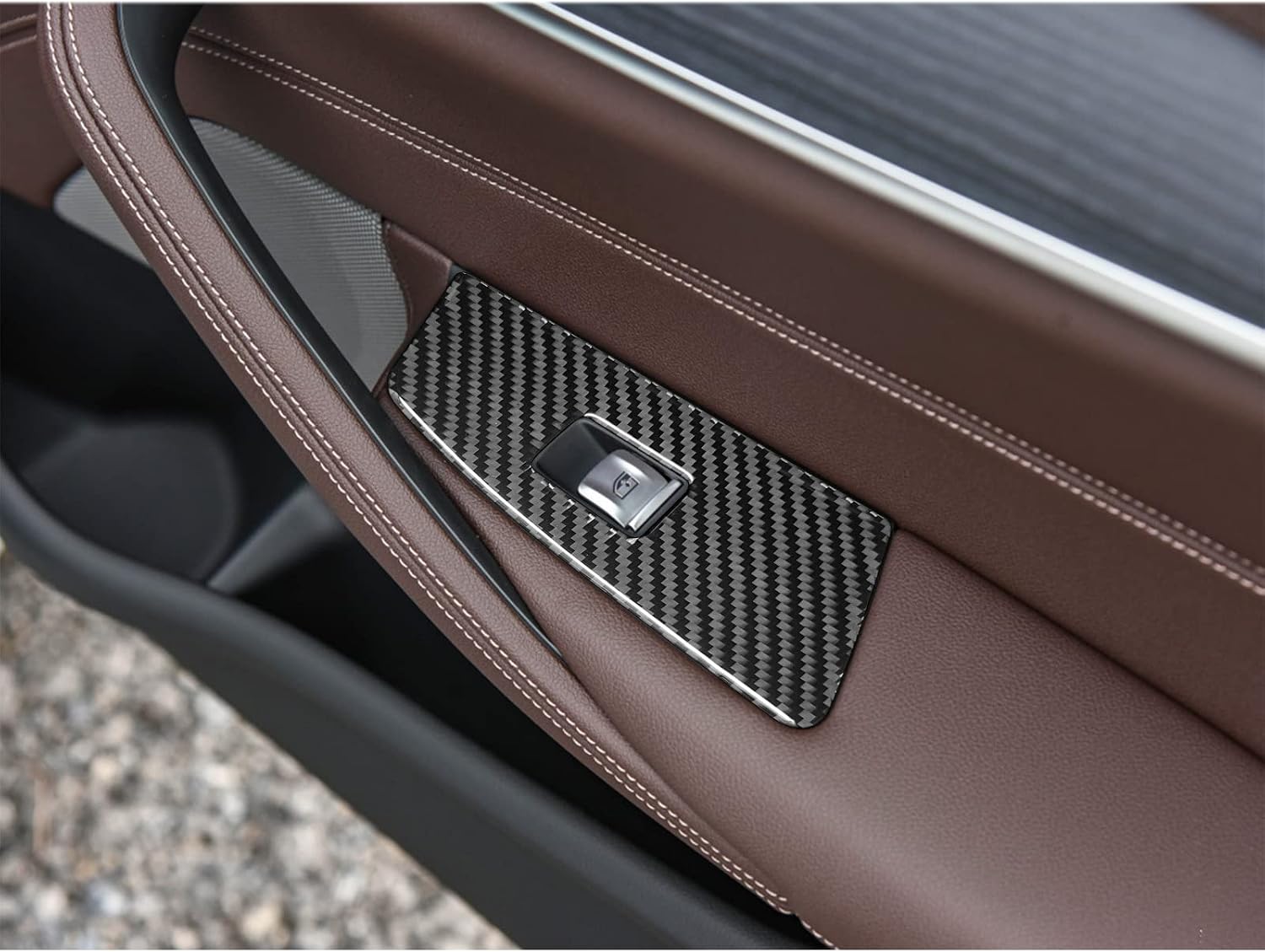 SUNJIKA Compatible with Carbon Fiber Rising Window Lift Button Panel Cover Trim Sticker Interior Accessories for BMW 5 Series G30 G38 525i 530i 540i 2018 2019 2020 2021 Black 4PCS