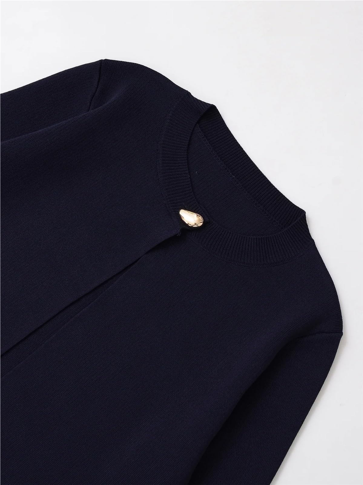 Cárdigan de Punto de Manga Larga con Cuello Redondo y un Solo botón for Uso Diario de principios de otoño, Chaqueta, suéter versátil(L)