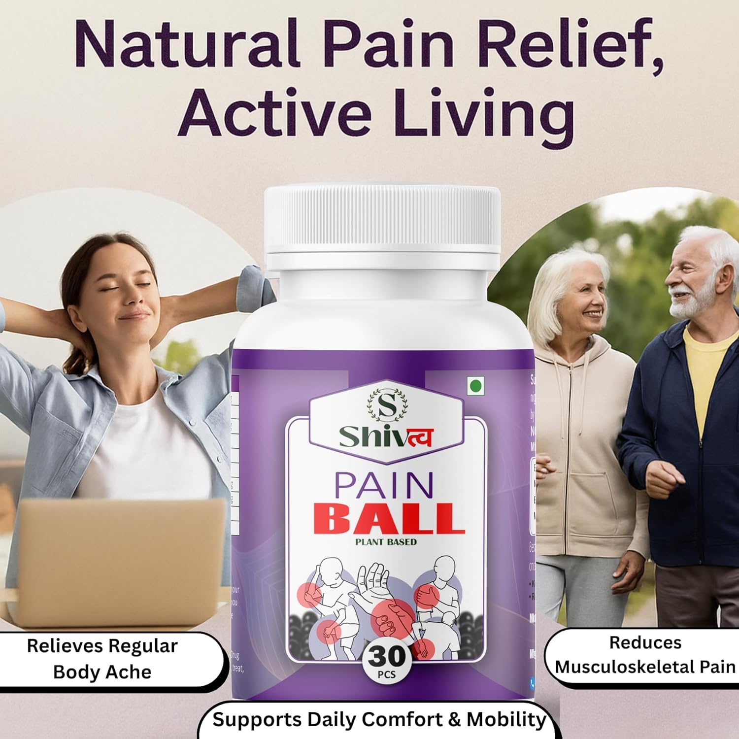 Shivtv Pain Ball Plant Based Tablets for Joint, Muscle and Back Pain Relief, 30 Tablets 4
