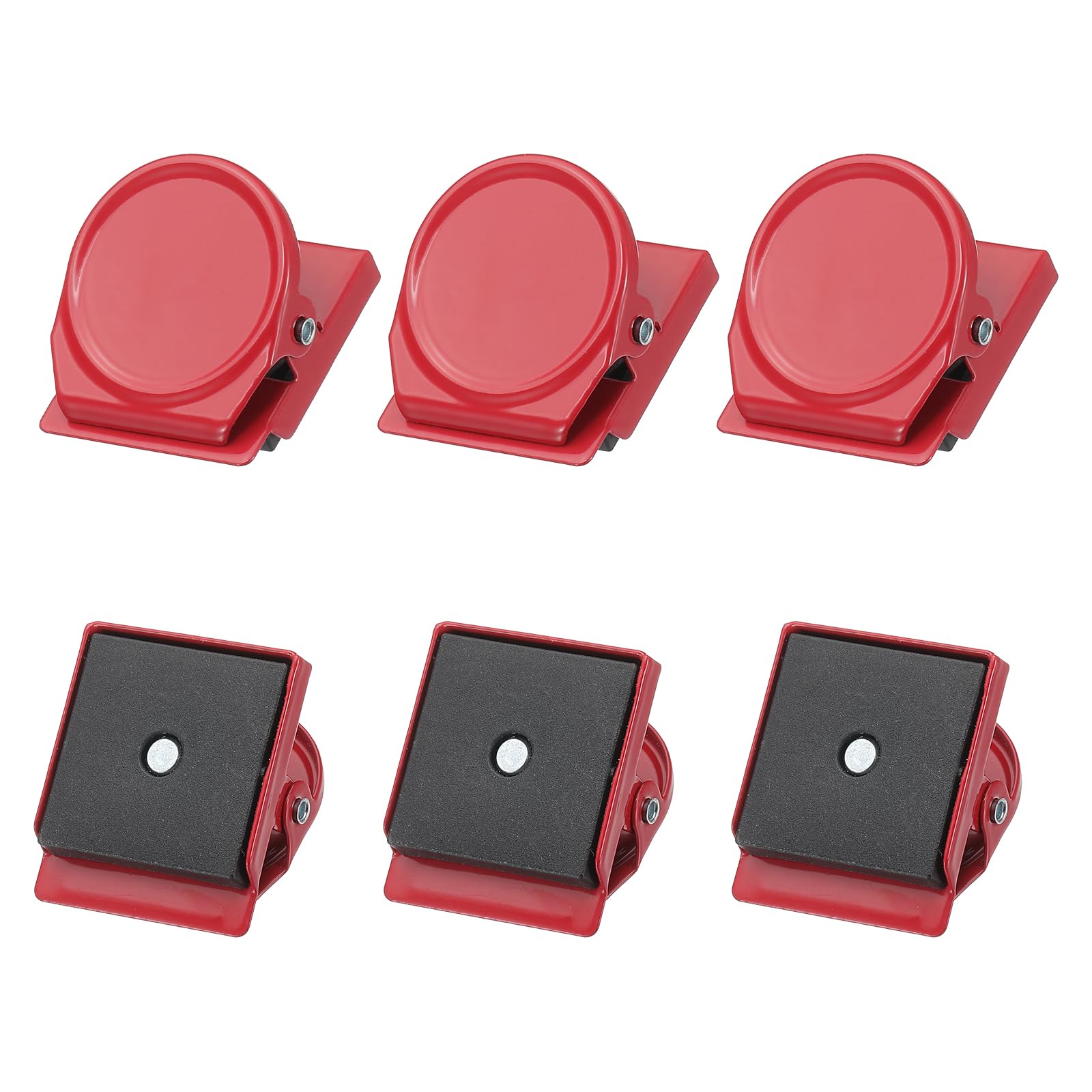 PATIKIL 31mm Magnetic Clips, 6Pcs Stainless Steel Refrigerator Magnet Hook Clips for Photo Displays, Whiteboards, Fridges, Classrooms, Office, Rose Red