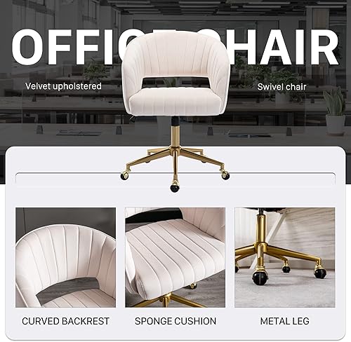 Miniatura 7 de Silla de oficina para el hogar, silla giratoria de terciopelo para escritorio, sillón de acento tapizado, sillas modernas acolchadas con mechones