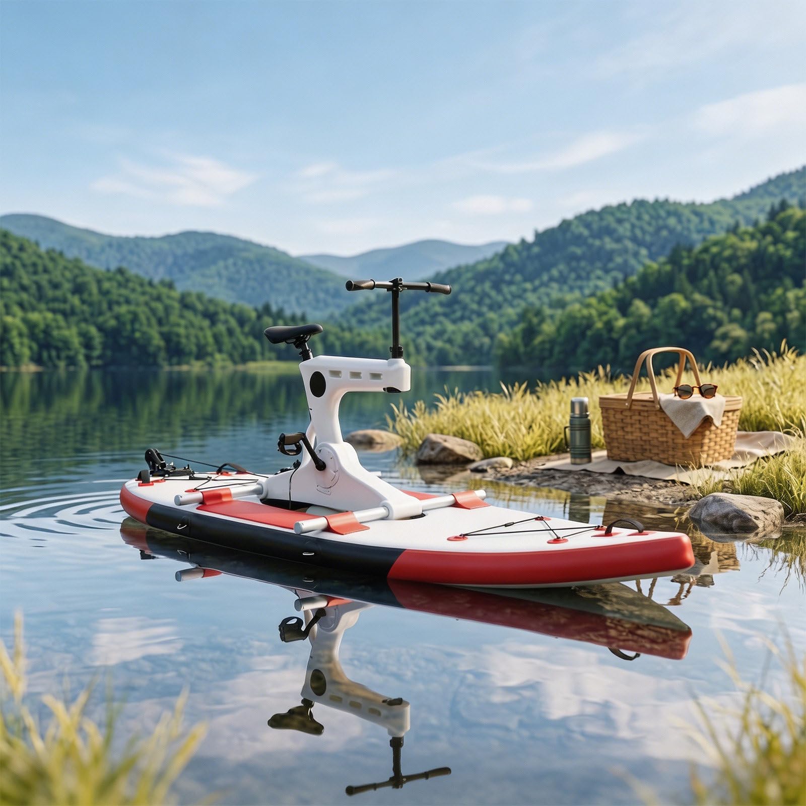 SICWEDIM Water Bikes For Lake Inflatable Water Bike | Pro Pedal Water Bike With 485lb Max Load Capacity Quick Setup | Water Bicycle For Family Outings Beach Trips Outdoor Water Sports (Red)