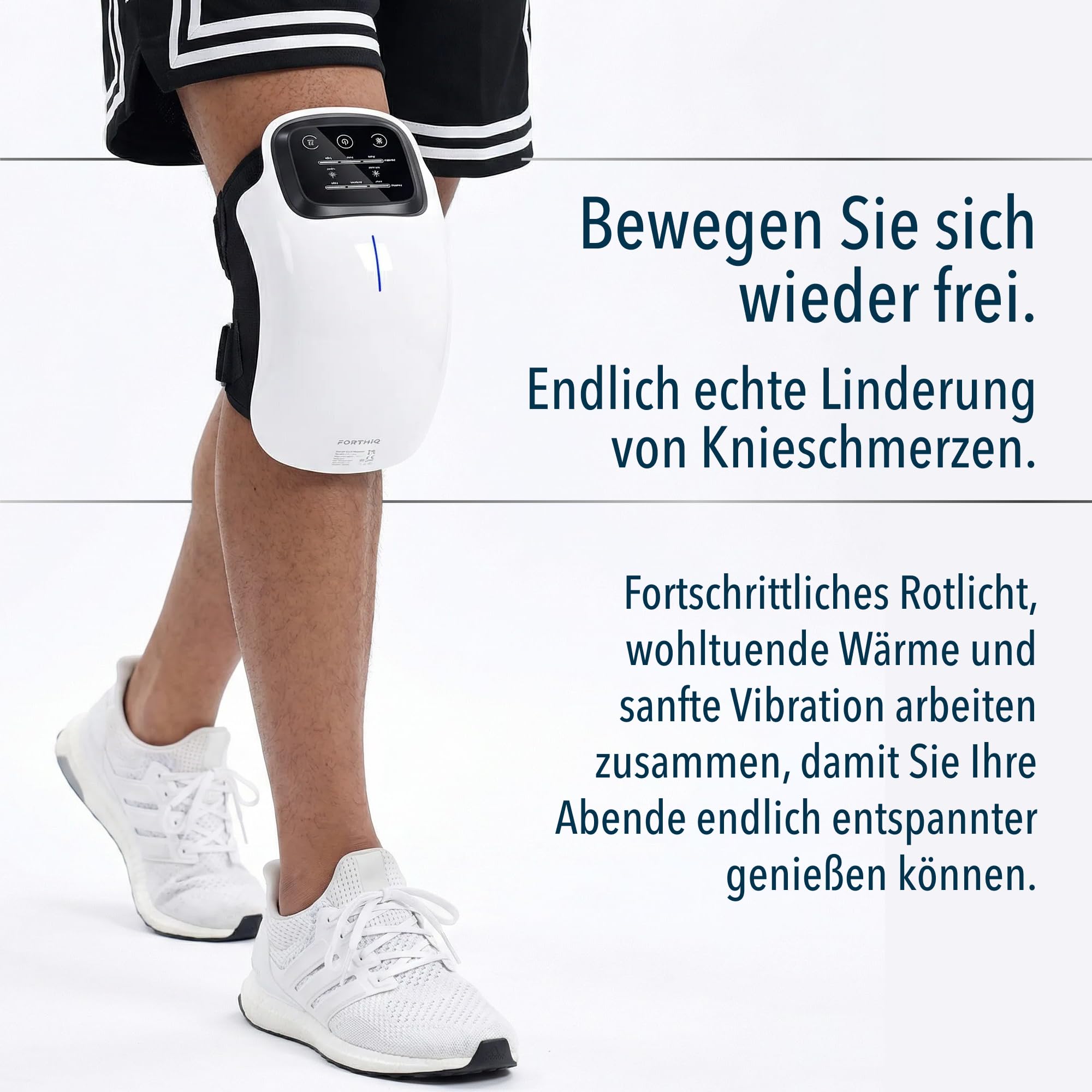 FORTHiQ Knie Massagegerät mit Infrarot für Knieschmerzen, Arthrose, Gelenkschmerzen und Massage, Mit Vibration und Tiefen-Wärme
