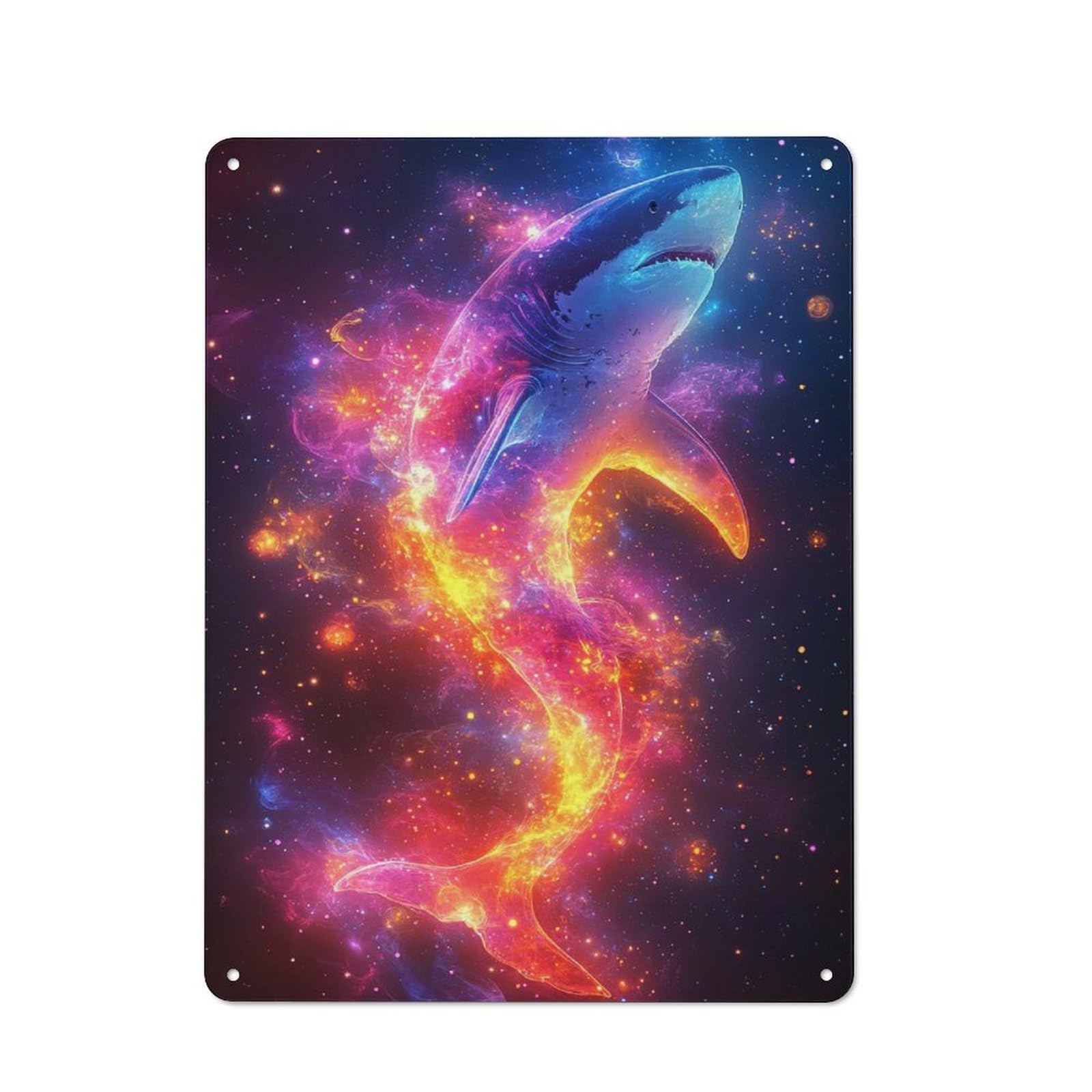 Cosmic Shark Nebula Vintage Metal Sign 40x30cm for Lounge Or Reading Corner, for Garage, Workshop And Man Cave Decoration