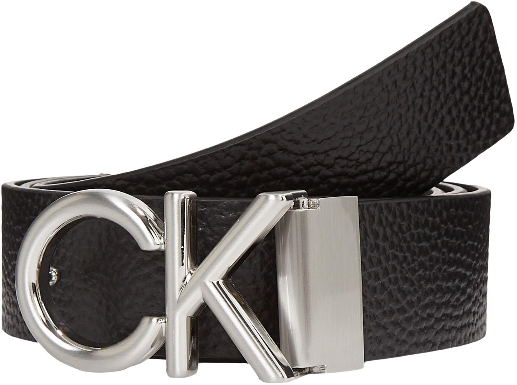 Calvin Klein Men's Metal Monogram Buckle Belt, Black (Ck Black Pebble), 41,3 inches