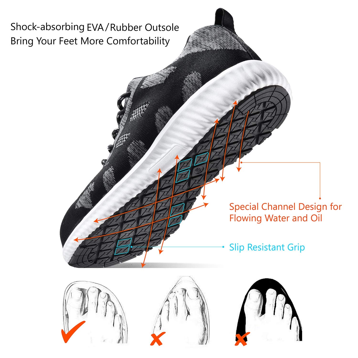 SAFEYEAR Zapatos de Seguridad y Calcetines de Trabajo de Cuero Transpirable - 7296 Zapatillas de Seguridad Ligeras para sitios con Puntera de Acero de Ajuste Ancho