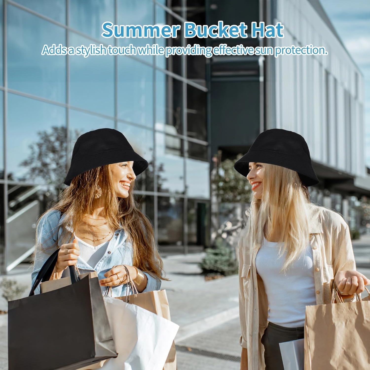 16 Pcs Black Bucket Hats Bulk - Fisherman Sun Hats for Men and Women, Unisex Solid Color Bucket Caps, One Size Fits All, Outdoor Fishing Hats for Sports, Travel, Leisure Activities, Black - Image 3