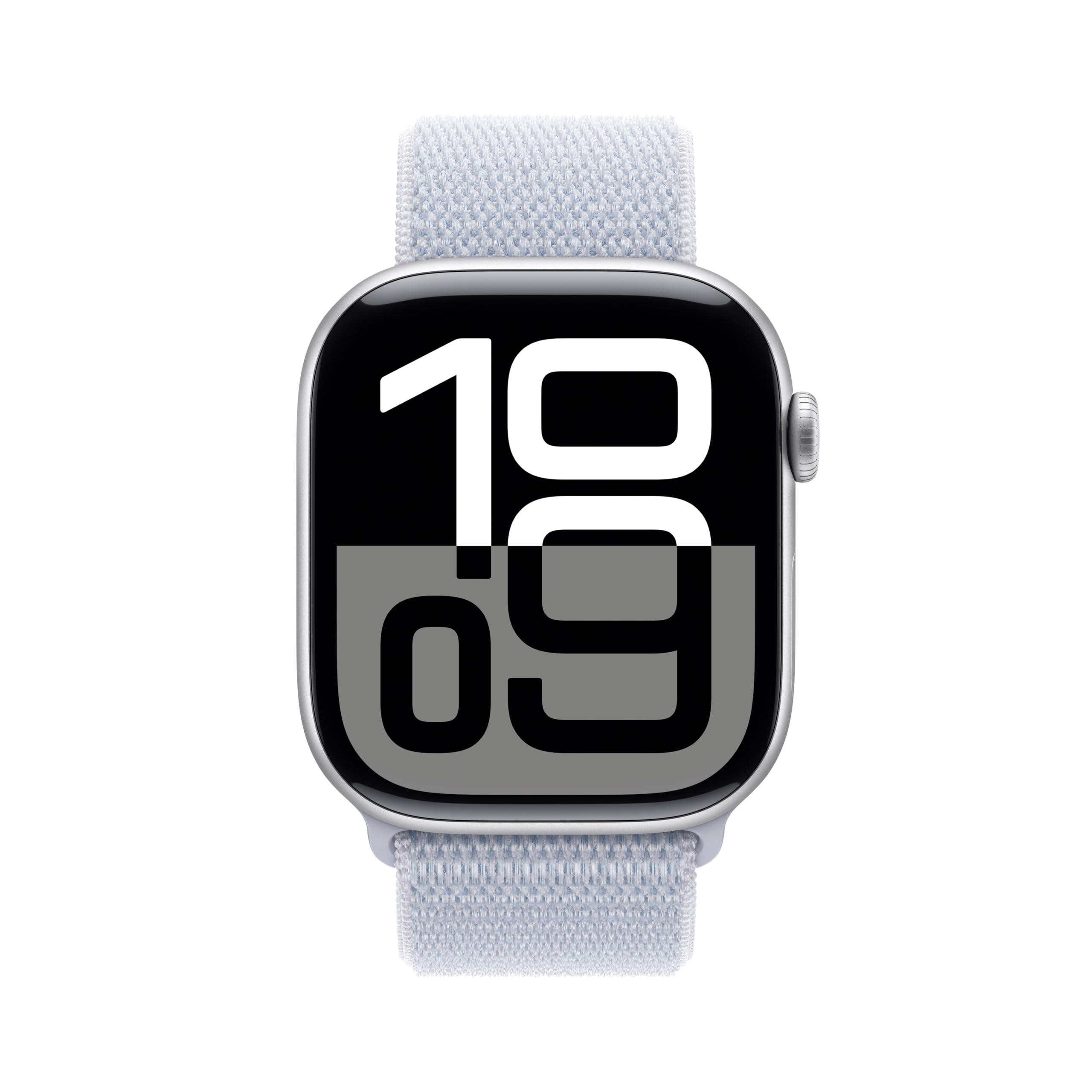 Apple Watch Series 10 GPS + Cellular 46 mm Smartwatch con cassa in alluminio Argento e Sport Loop Nuvola azzurra - One Size. Fitness tracker, app ECG, display Retina always-on, resistente all’acqua