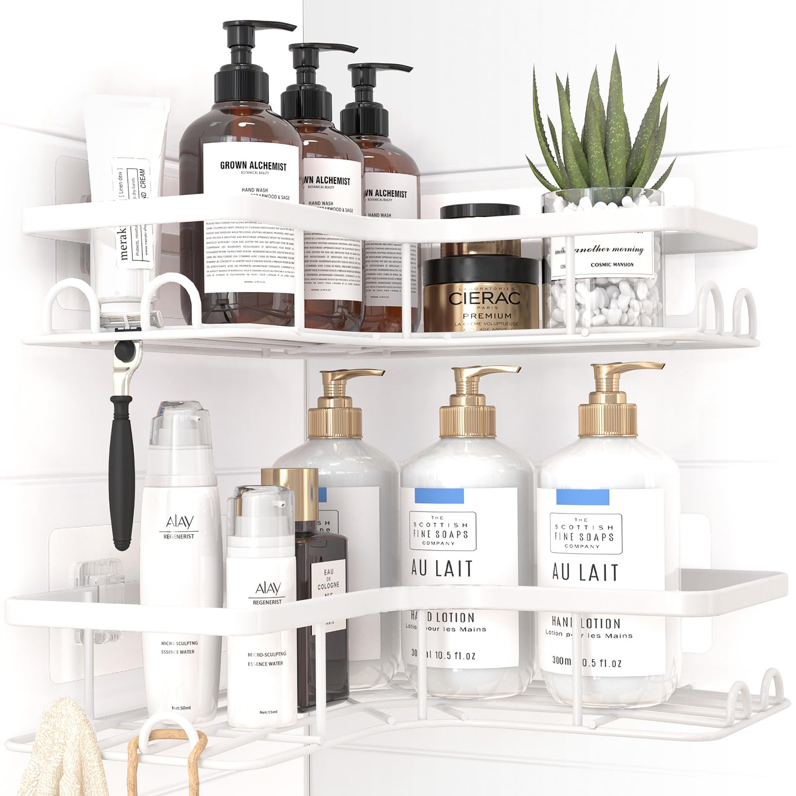 Sakugi Corner Shower Caddy - No Drill Bathroom Shelves -14