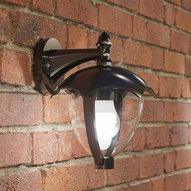CGC Black Curved Coach Lantern Outdoor Wall Light Garden Porch Patio Garden Contemporary Traditional Vintage Retro