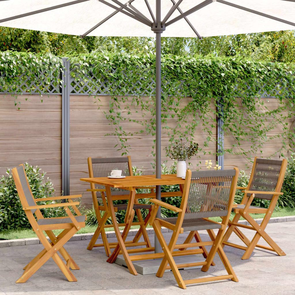 Meubles de jardin pliants en bois massif : lot 4 chaises de jardin acacia extérieures