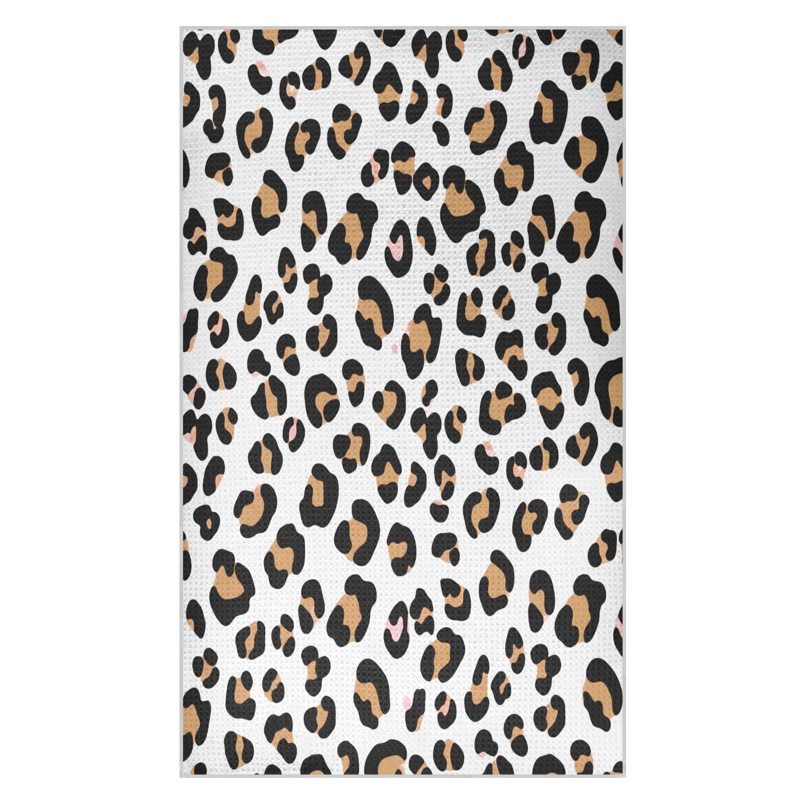 BURSTDDY Leopard Print Kitchen Towels,Absorbent Dish Towels 2 Pack