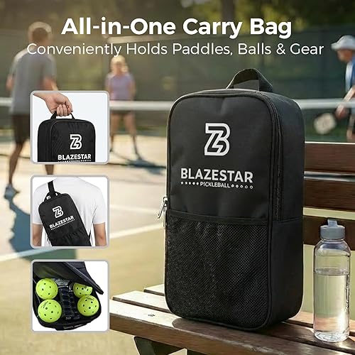 Miniatura 7 de X Blazerstar - Juego de 2 palas de pickleball aprobadas por USAPA, raqueta de pickleball de superficie de fibra de vidrio con 4 bolas de pickleball
