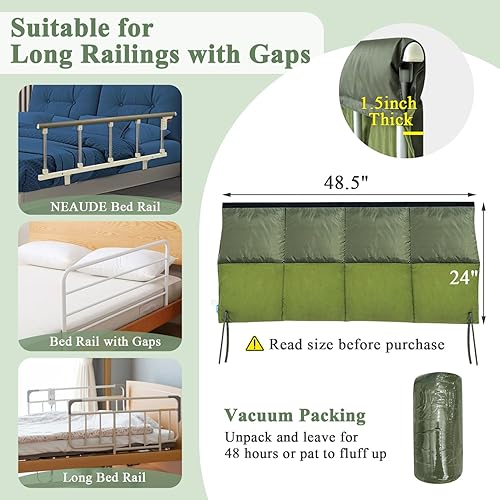 Miniatura 3 de Fundas para rieles de cama para adultos mayores, almohadillas para rieles de cama de hospital, protector de barandillas de protección, barandilla de