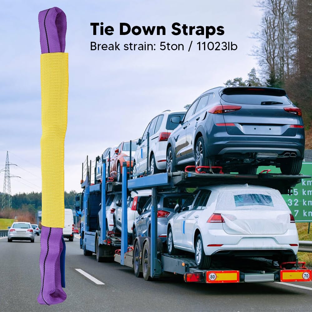 Tie Down Straps 4pcs Soft Loop Tie Down Straps Heavy Duty Tie Down Axle Straps Car Retractable Tie Down Loops for Car Truck Trailer Transporte