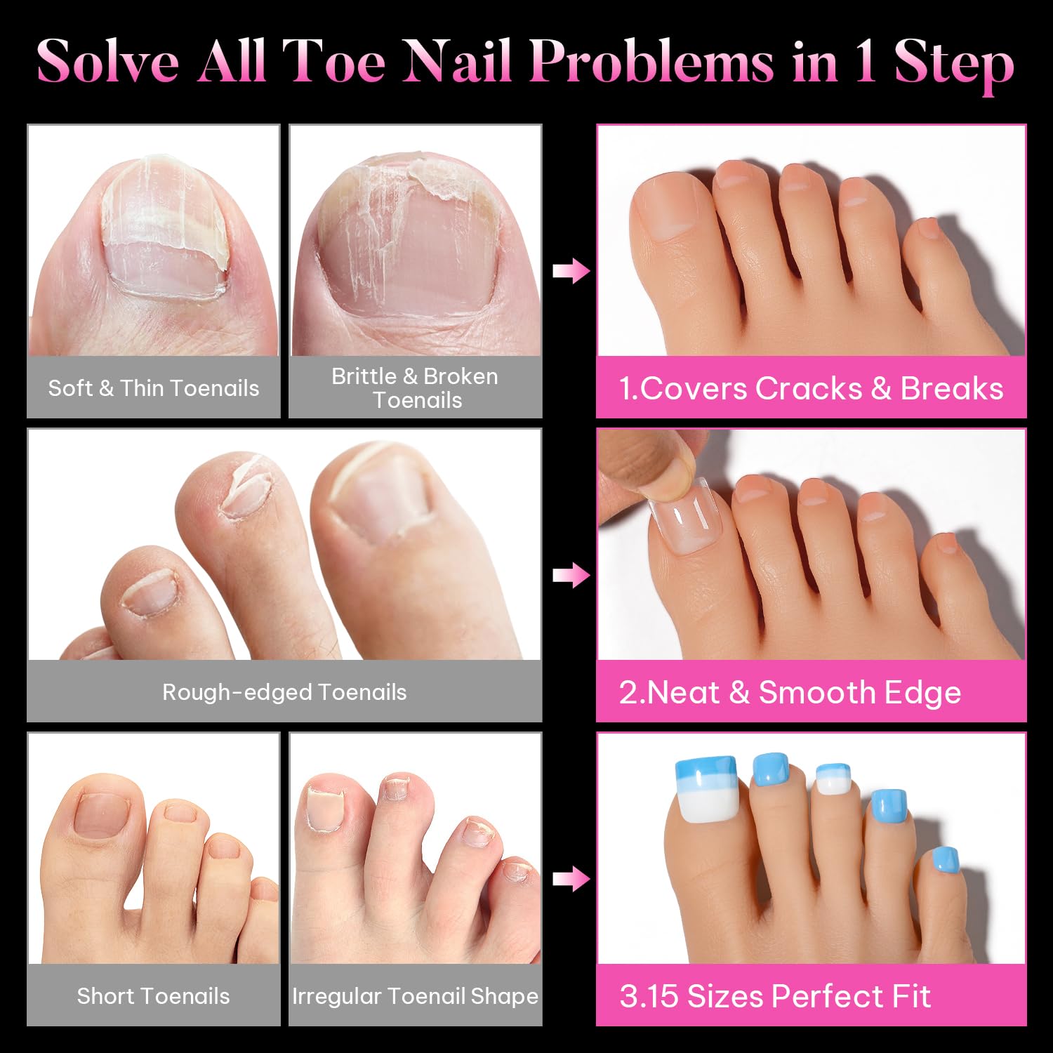 AIMEILI Unghie Finte Piedi 240 Pezzi 15 Misure Soft Gel Tips Full Cover Unghie Artificiali Piedi Toe Nails Punte Gel Tip Fake Nails con Scatola Trasparente - 020