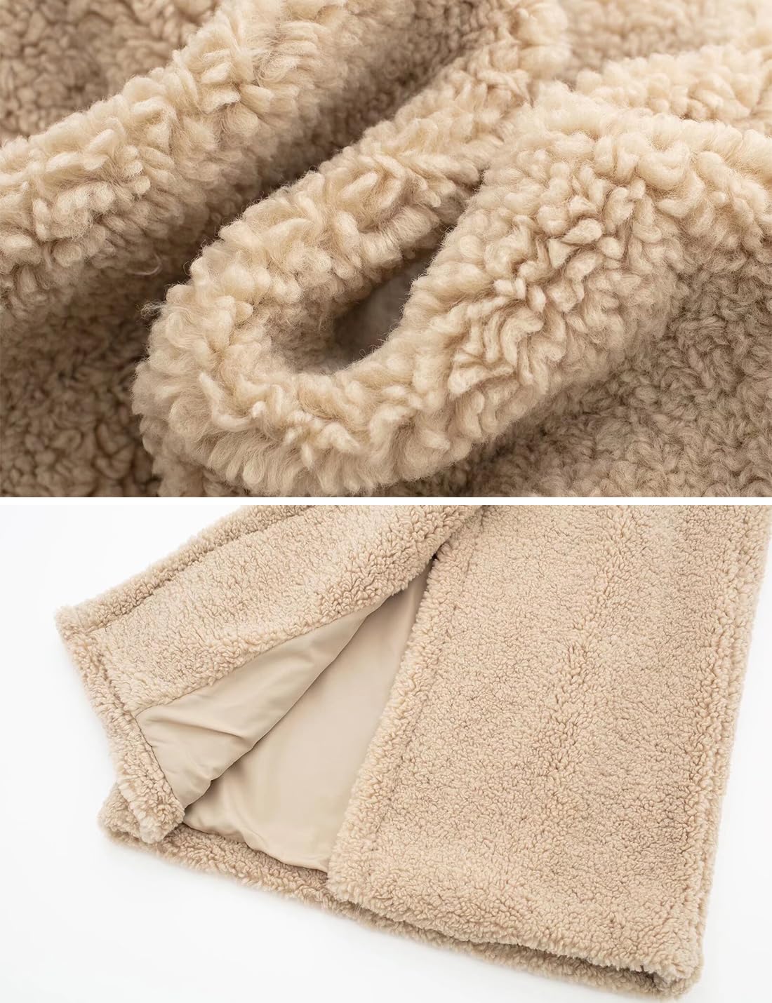 Sukany Cappotto in pile invernale casual da donna con colletto dentellato a doppio petto giacche lunghe con risvolto Outwear