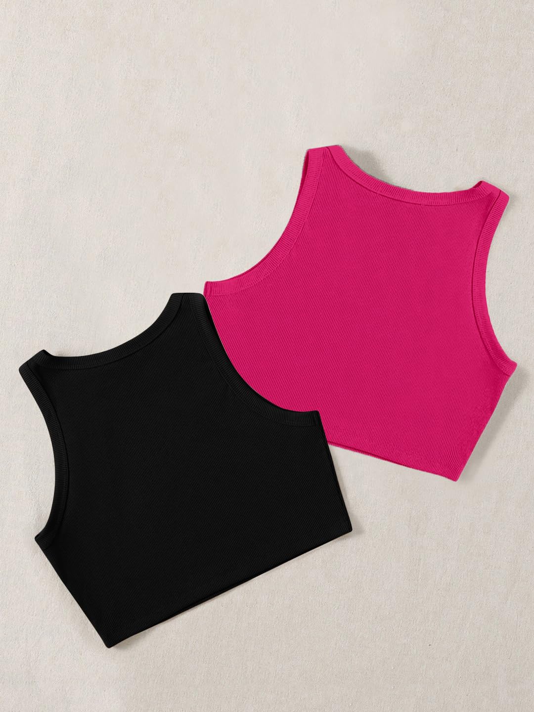 KERI PERRY Top da donna crop top per donna canotta activewear t-shirt sport western casual cotone canotta confezione da 2 combo