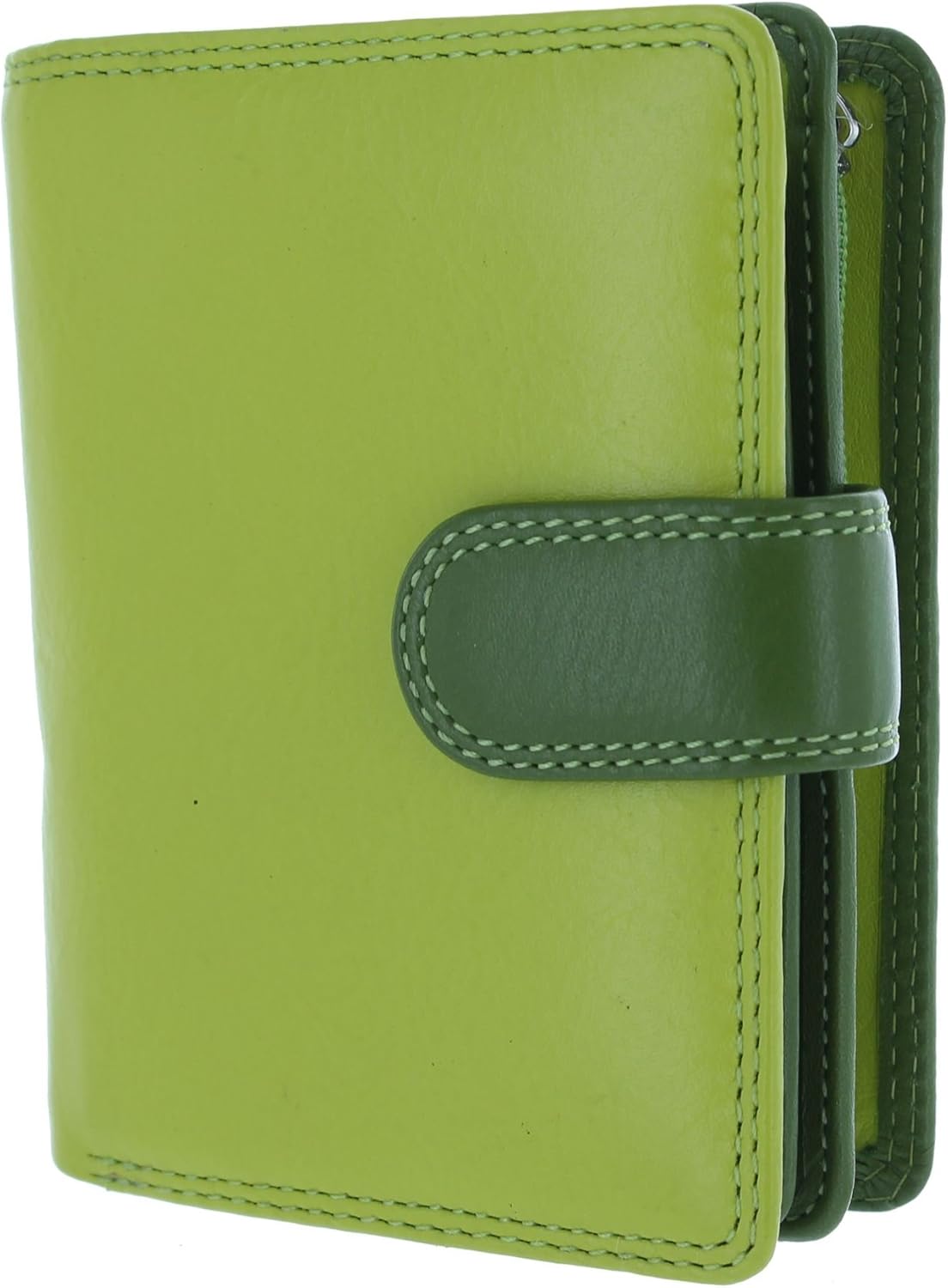 Visconti RB40 Multi Colored Green / Lime / Cream Leather Ladies Wallet and Purse Cluth, Small - Image 4