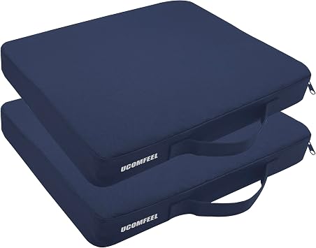 Portable Bleacher Seat Cushions with Handle, 2 Inches Thick, Waterproof Oxford Fabric, Zipper Design, Set of 2 Blue