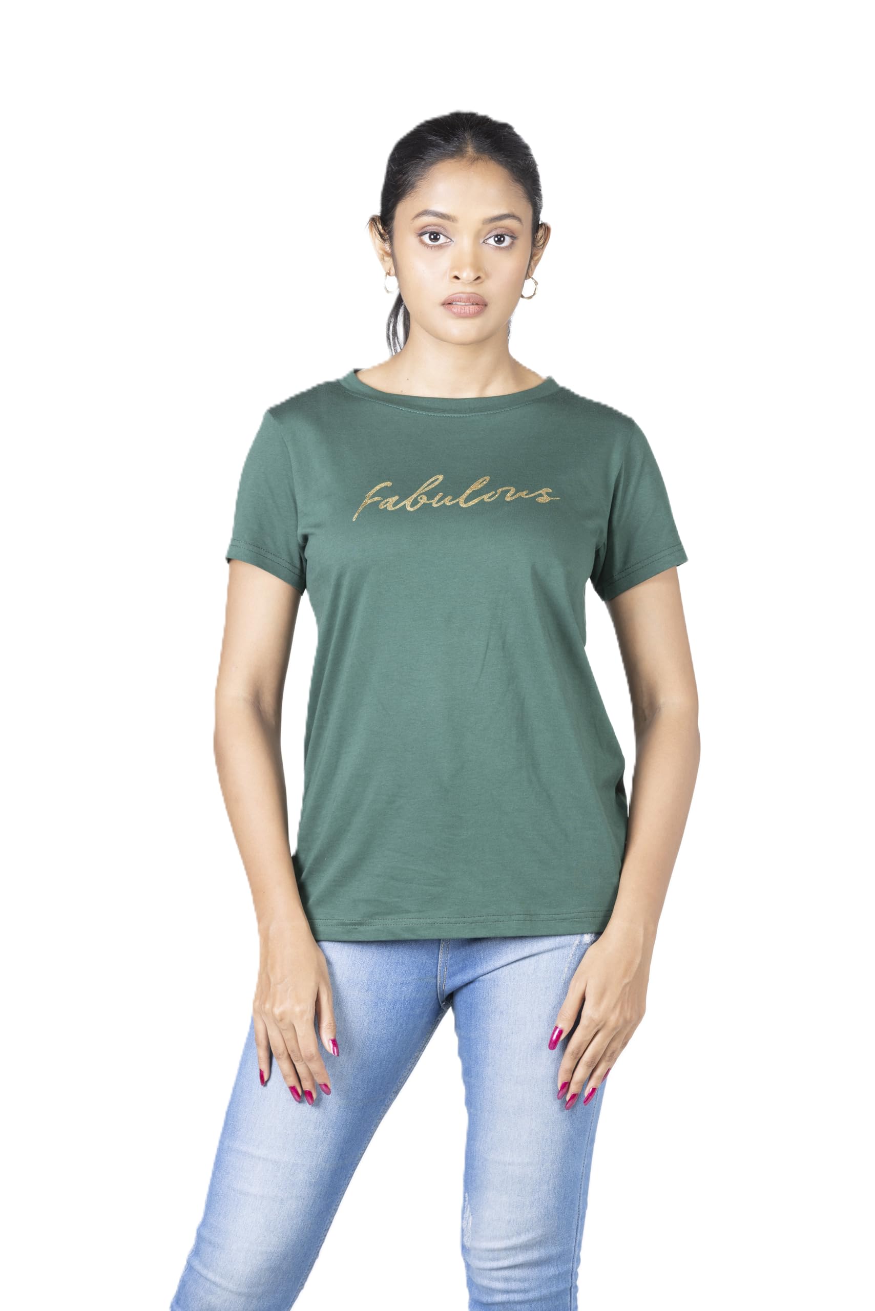 Women Cotton T-Shirt | Soft & Comfortable Casual Wear Top for Girls & Women-Round Neck-image-49