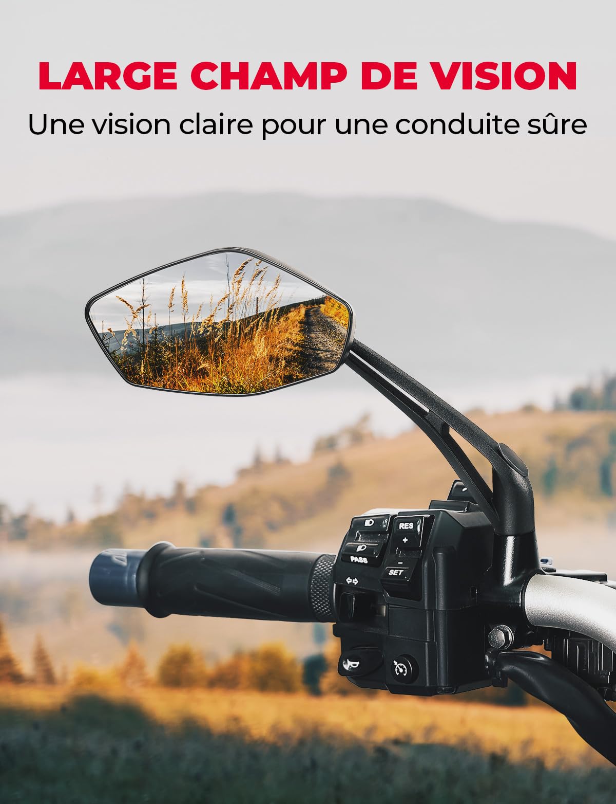 KEMIMOTO Rétroviseur Moto Homologués Universel M8 et M10, Rétroviseur Moto avec Support, Rétroviseur Latéral Arrière, Rétroviseur Scooter Compatible avec MT07, MT09
