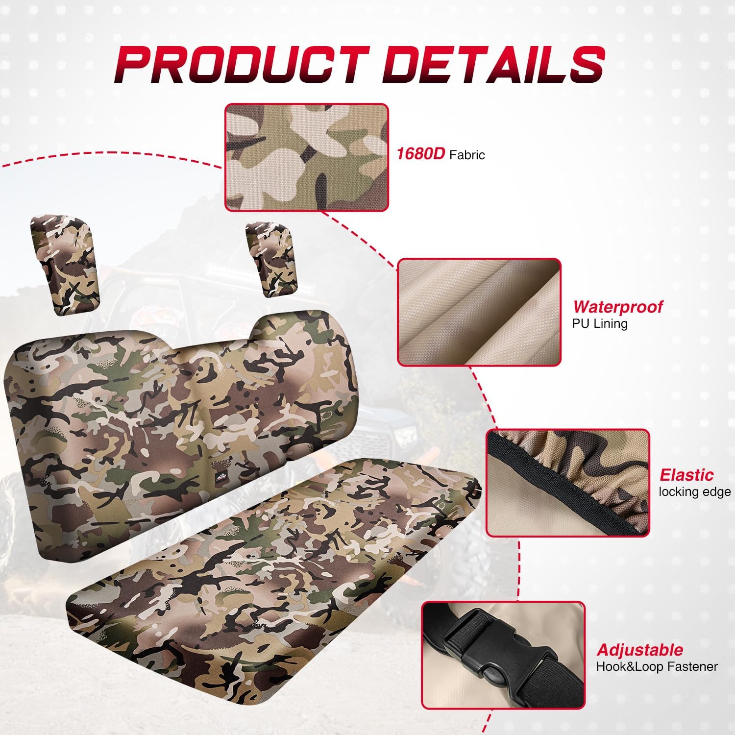 Frokom UTV Seat Cover Fit for Pioneer 1000,1000-5 Front Seat Only,1000-6 2016 2017 2018 2019 2020 2021 2022 2023 2024, Waterproof Scratch Resistance Camo Front Bench Seat Cover