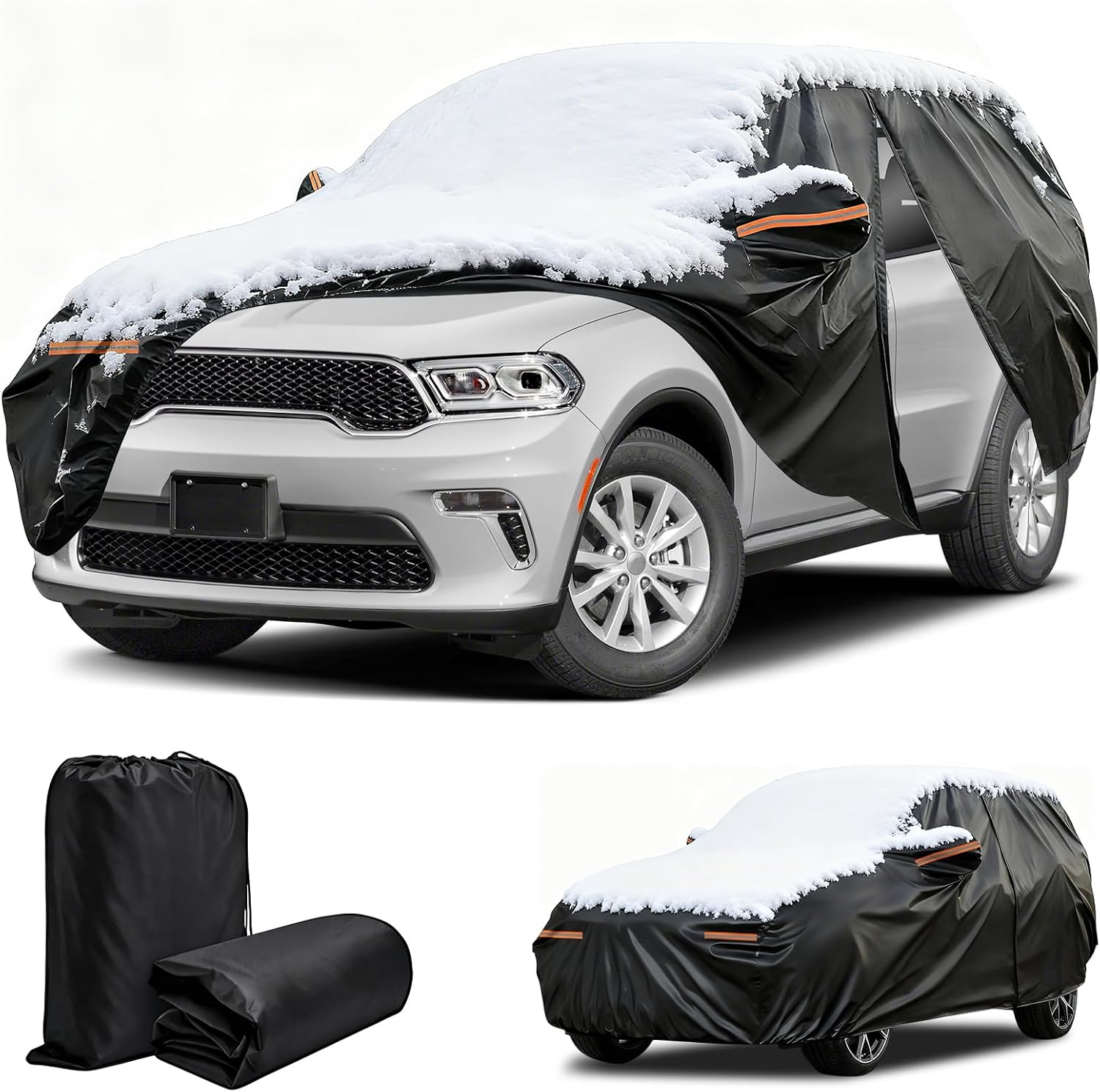 Winter Car Cover for Dodge Durango 1998-2025, Heavy Duty SUV Full Car Cover Waterproof All Weather Outdoor for Hail Snow Ice Rain Sun UV Dust Protector, with Driver Side Zipper & Reflective Strips