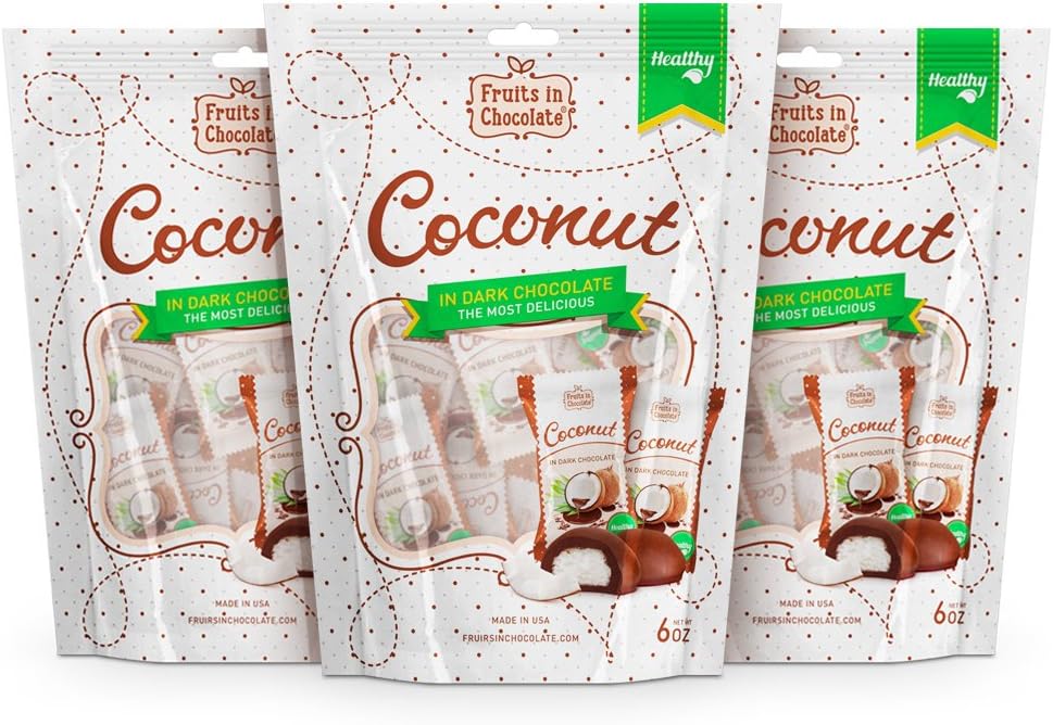 Dark Chocolate Covered Coconut (Pack of 3)