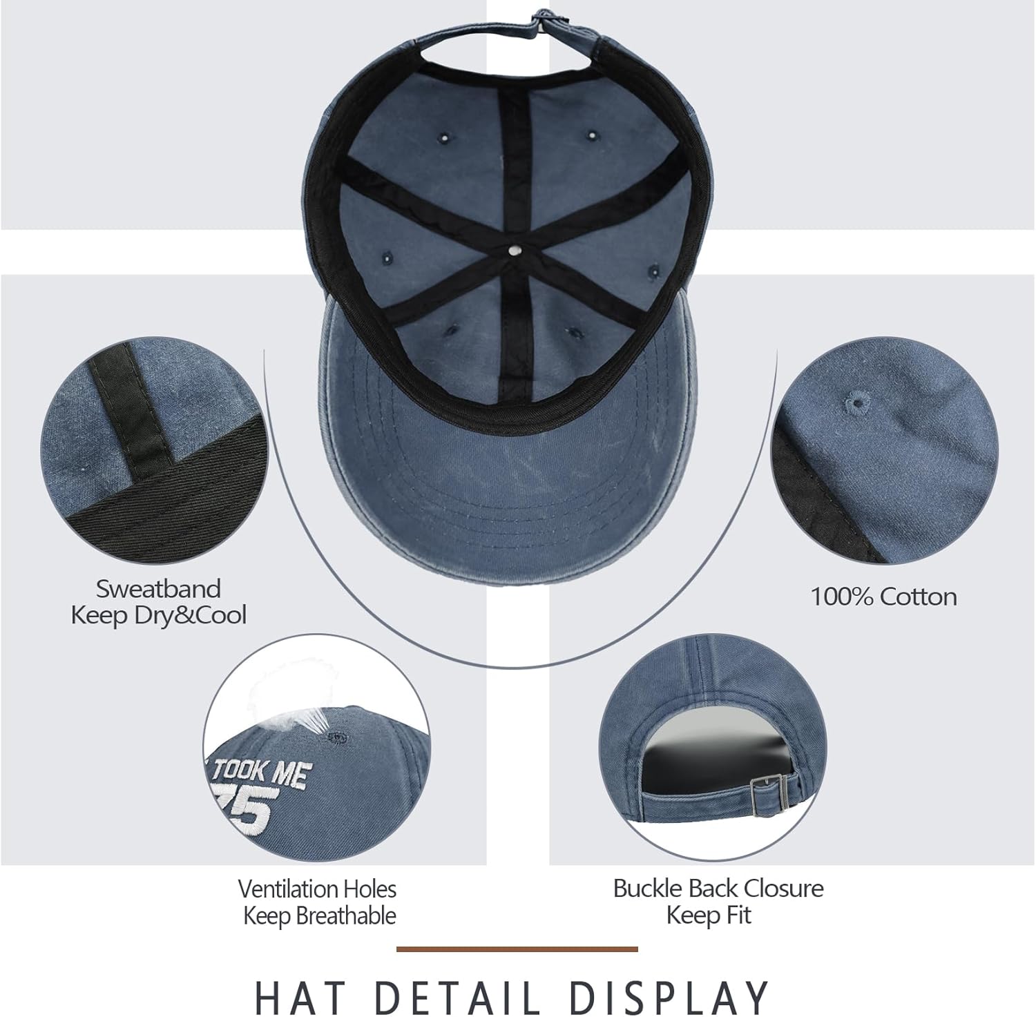 75th Birthday Gifts for Men Women 75 Year Old Gifts Decorations Took Me 75 Years to Look This Good Washed Cotton Hat