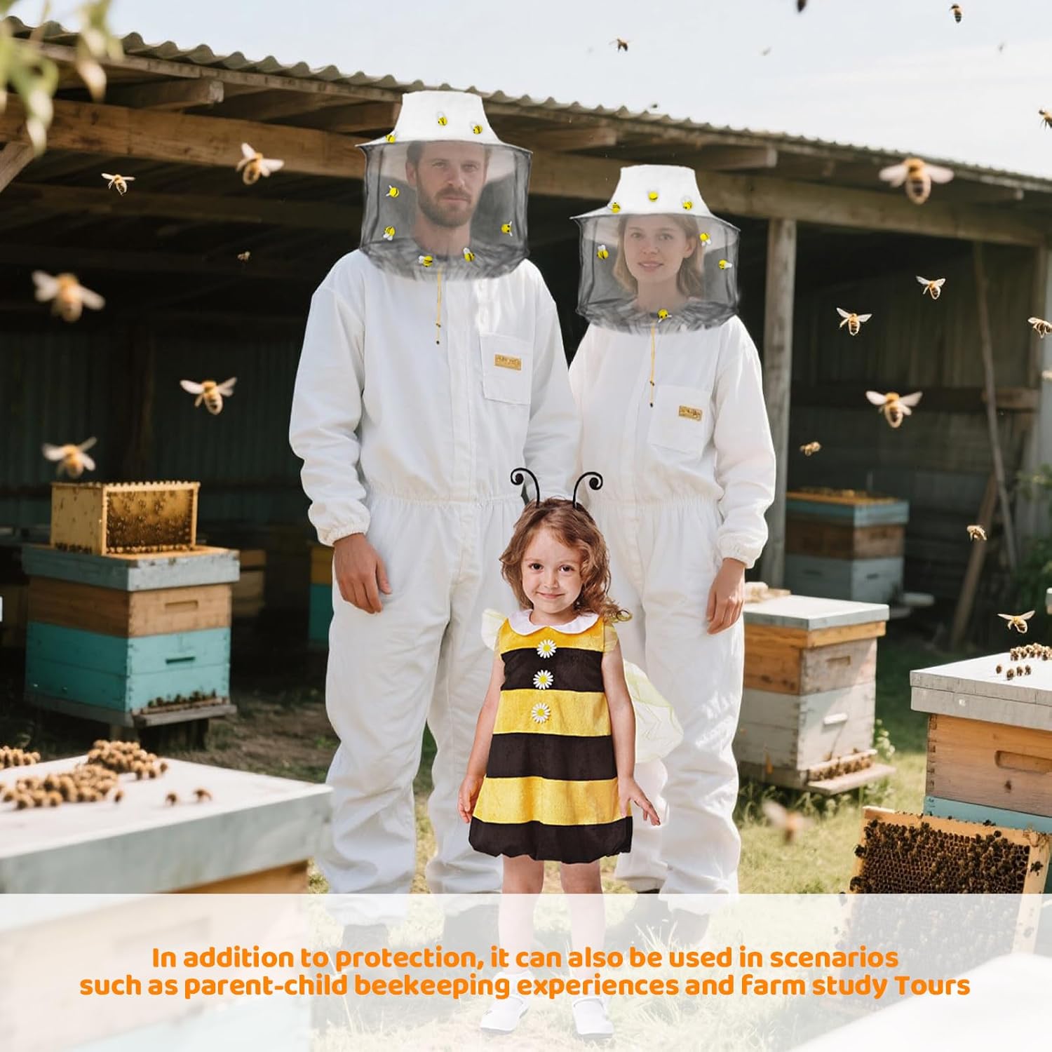 Hallowee Beekeeper Set Including 1 Pcs Bee Hat and Veil, 20 Pcs Wool Felt Bee,Insect Hats with Netting for Bee bee Keeper Adult Catcher Halloween Costume/22 Pcs