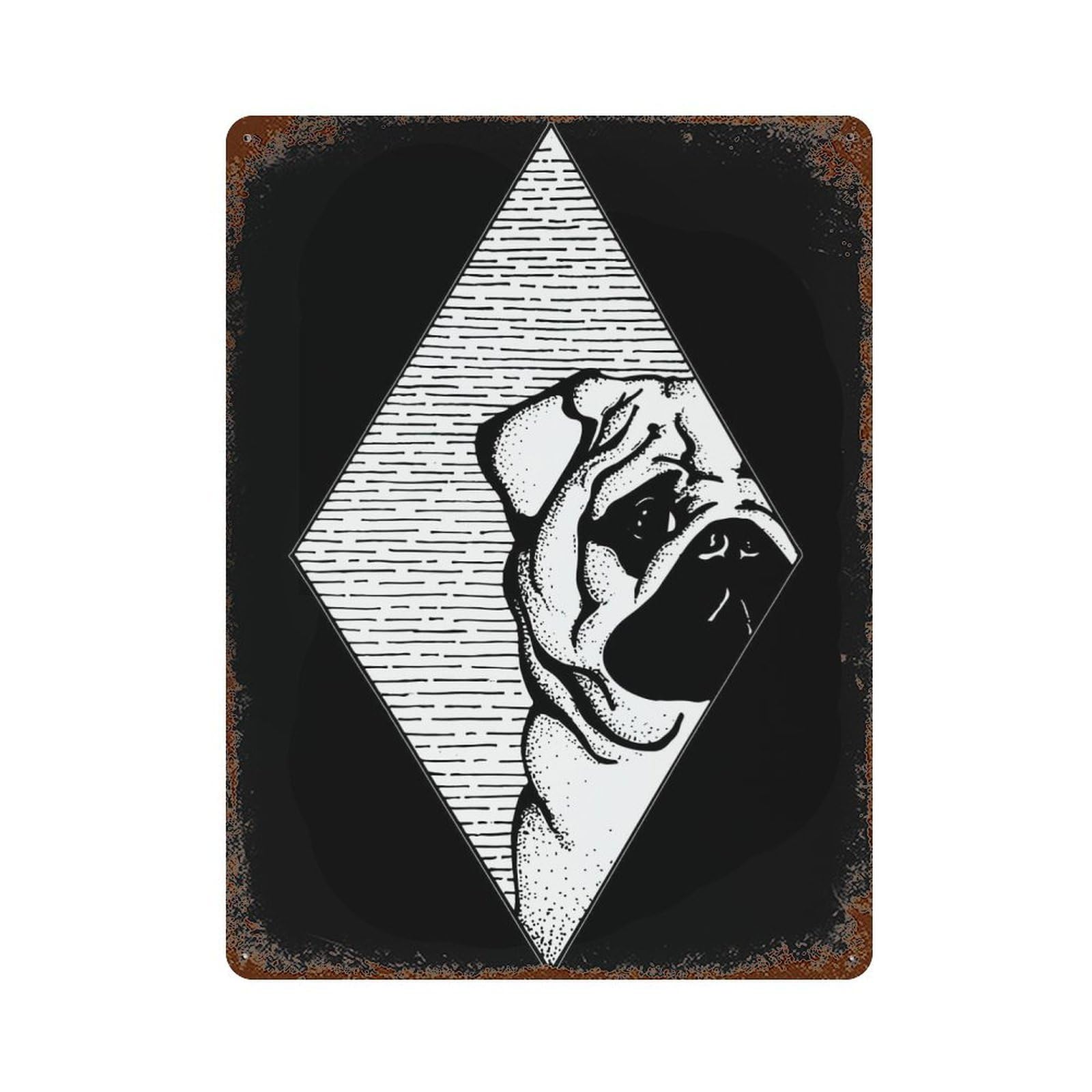 Decorative Tin Sign Cute Pug Dog 15.7"x11.8", Vintage Wall Decor for Pub, Kitchen And Man Cave Decor