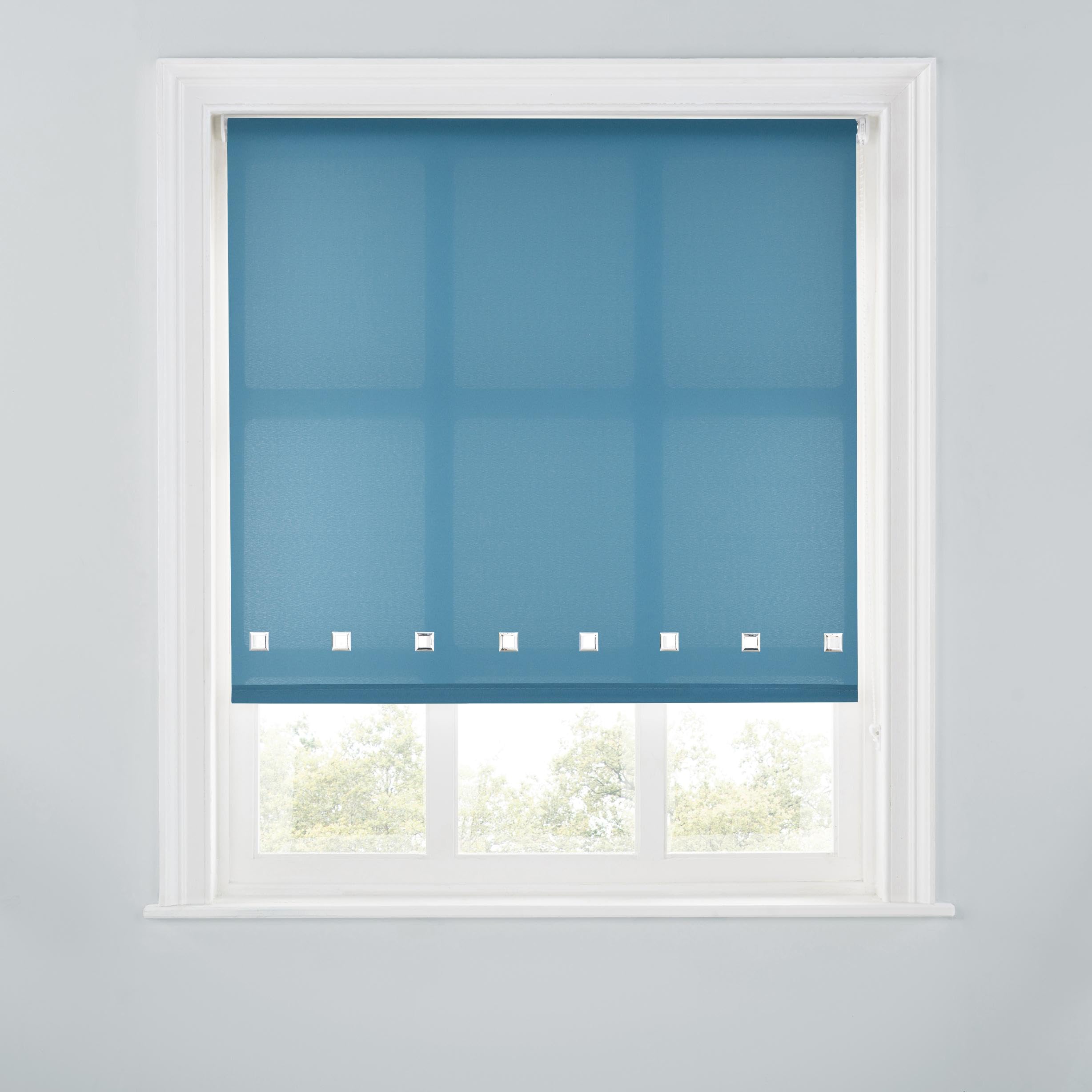 Premium Trimmable Square Eyelet Roller Window Blind – Light Filtering Fabric,Easy Fit,Child Safe Chain for Bedroom,Kitchen,Living Room. 6FT - BLUE STONE - 180cm (W) x 170cm (L) | 70.8" (W) x 66.9" (L)