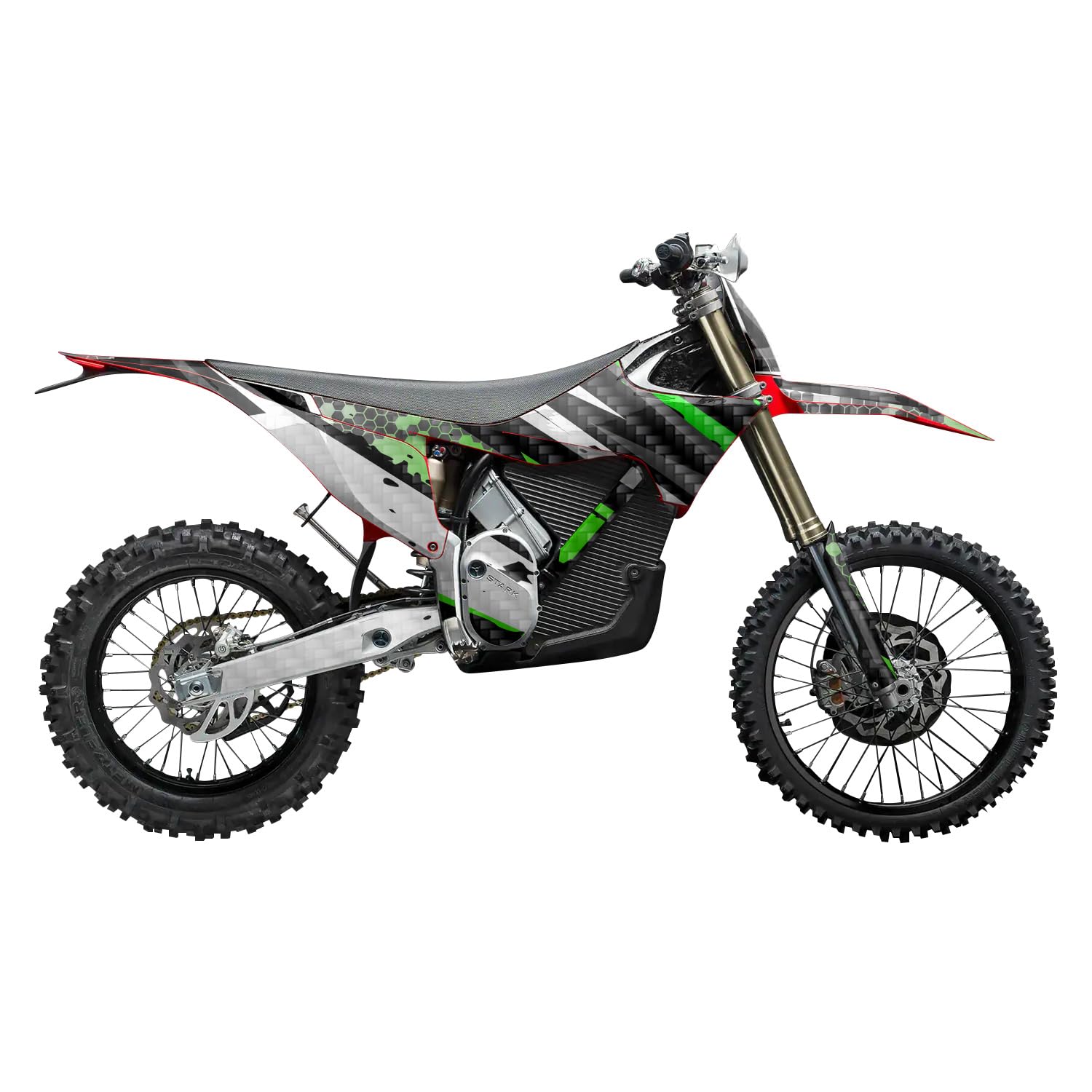 Carbon Fiber Stark Varg MX 2023-2025 Graphics Kit Wrap - Grunge Green - Varg MX Skin - Premium 3M Vinyl Protective Wrap Decal Cover - Easy to Apply | Crafted in The USA by MightySkins