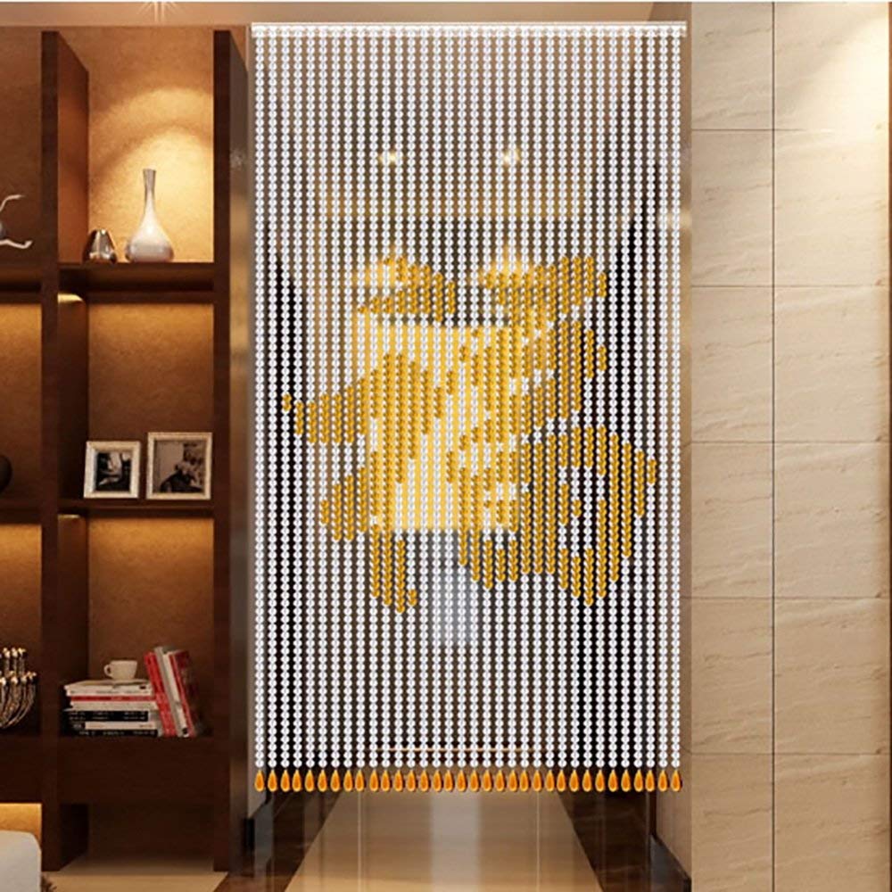 Rideaux à cordes perlées de cristal en verre jaune, finition personnalisable