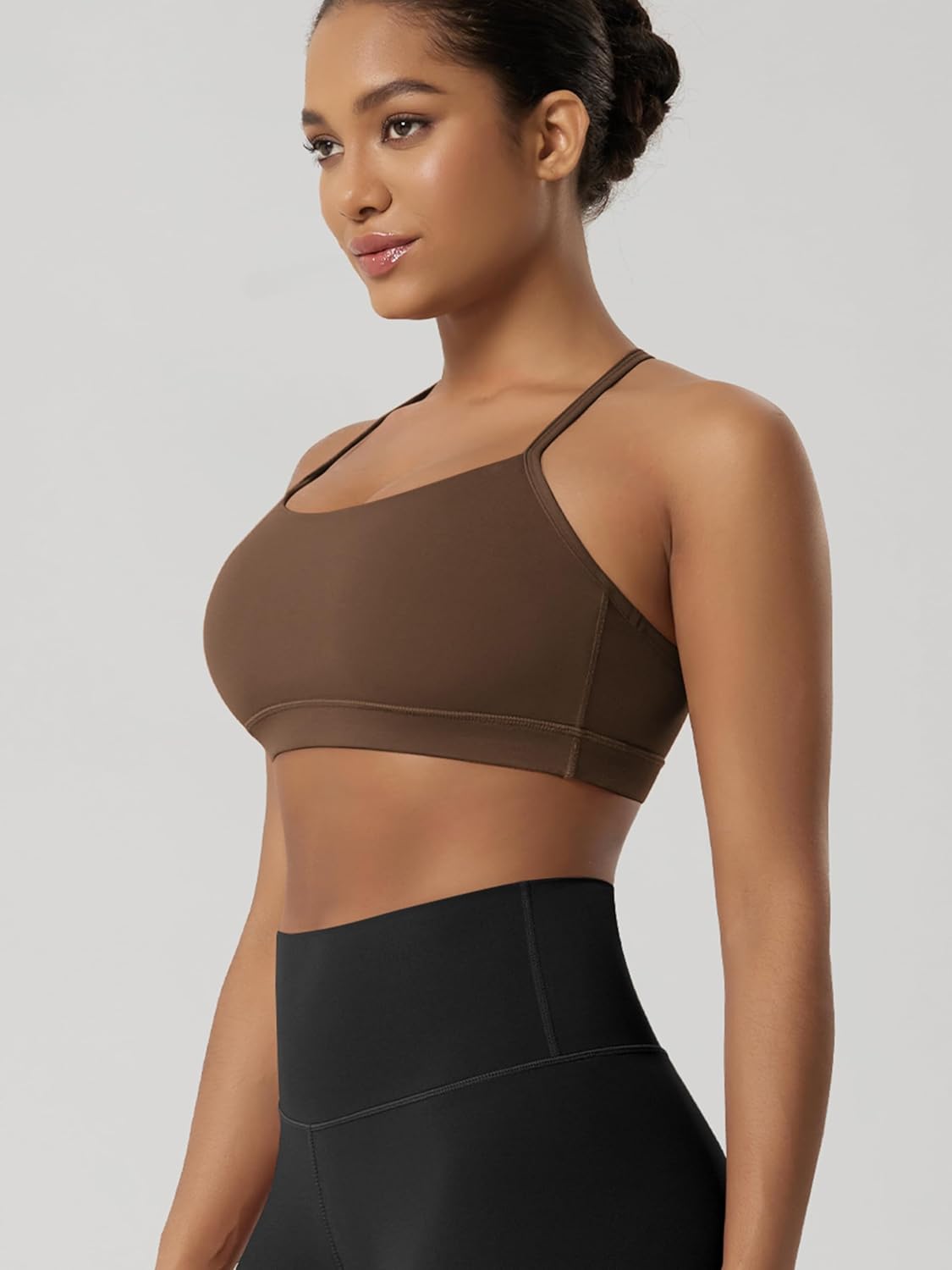 ODODOS Cloud Feeling Y Racerback Sports Bra for Women Wirefree Padded Strappy Yoga Bra - Image 3