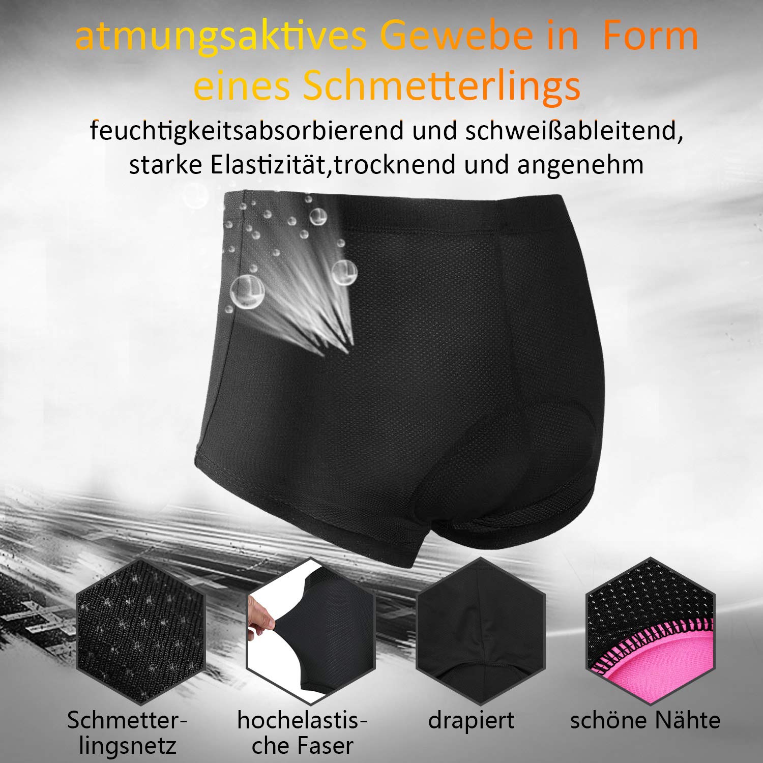 Bielizna rowerowa, damska, wyściełana, z wkładką żelową 3D