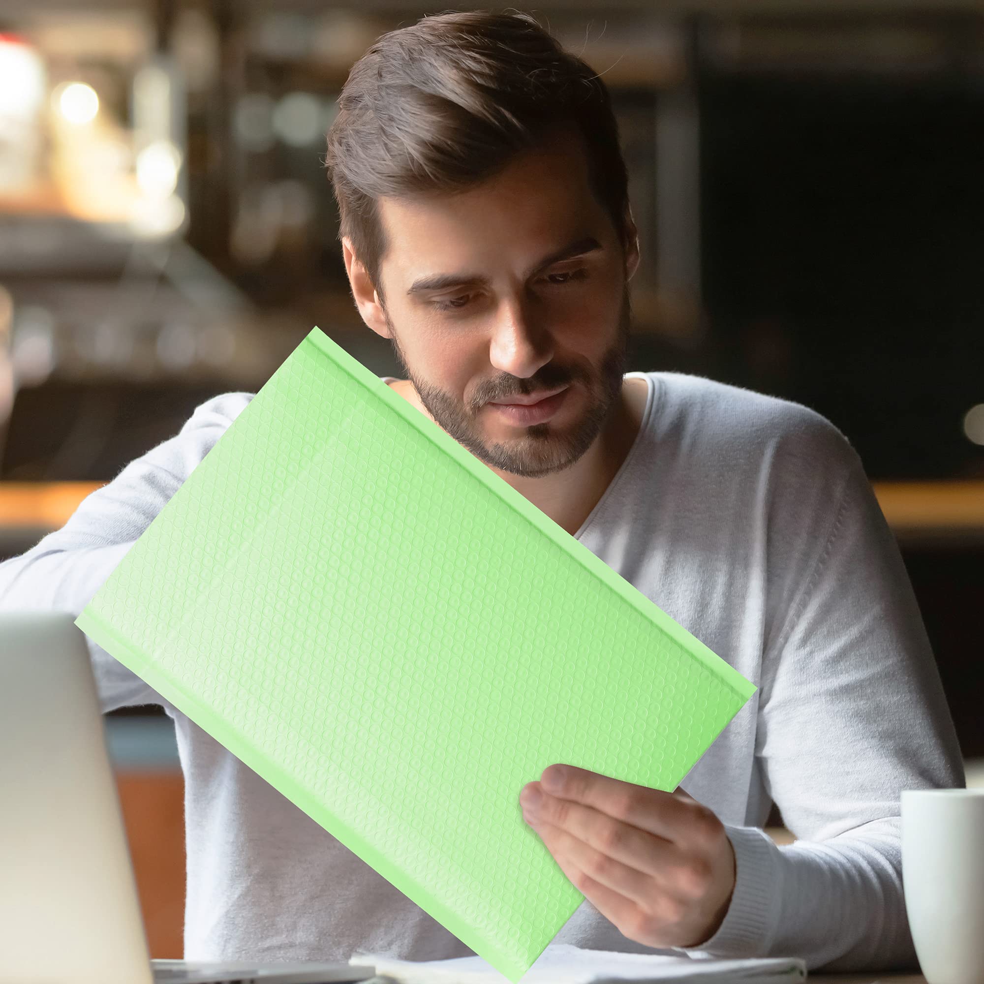 Famagic Luftpolster-Versandtaschen, 26,7 x 40,6 cm, 25 Stück, selbstklebende Versandtaschen, Poly-Luftpolster-Versandtaschen, matte Versandtaschen für kleine Unternehmen, Kosmetik, Mintgrün