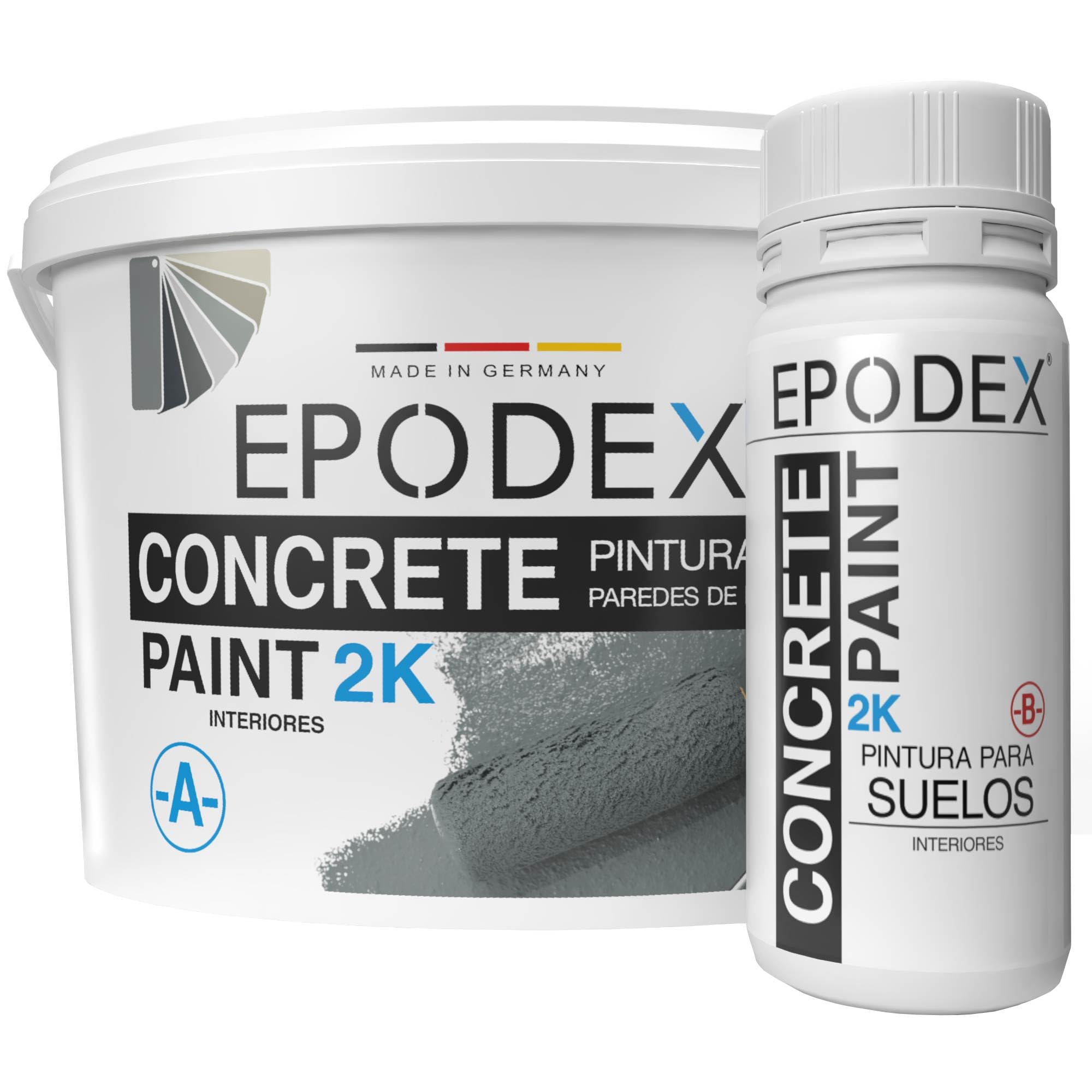 EPODEX Pintura para hormigón 2K, Pintura epóxica para suelos, Resina epoxi para suelo, Impermeable, Sótano, garaje, taller, Interior, 3,6kg (9m² con 2 capas) - Midnight