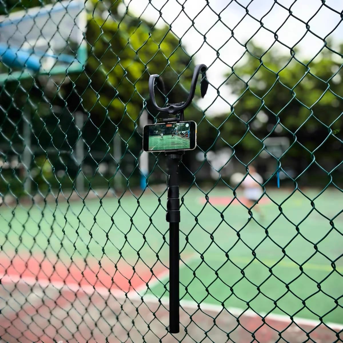 Amazon.com : Tennis Pickleball Baseball & Content Creator Fence Mount –  Compatible with Smartphones, Action Cameras for Sports, Adventure & Fun,  Dual Pliable Hooks for Easy Adjustment & Stability, Extends to 5